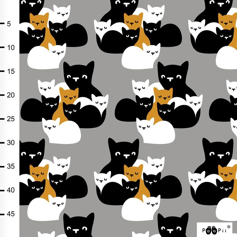 Jersey biologique · Kittens · Gris et moutarde · Une collection Paapii Design