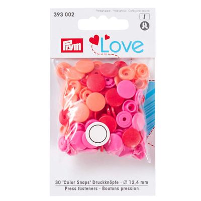 Pressions plastique rondes X30 · Rouge/Rose/Orange · 12,4 mm · Color Snap Prym Love