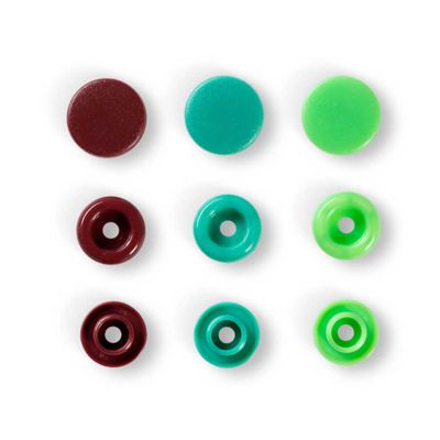 Pressions plastique rondes X30 · Vert/Vert clair/Marron · 12,4 mm · Color Snap Prym Love