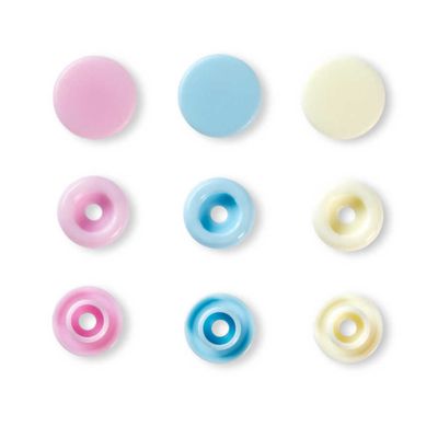 Pressions plastique rondes X30 · Rose/Bleu clair/blanc · 12,4 mm · Color Snap Prym Love