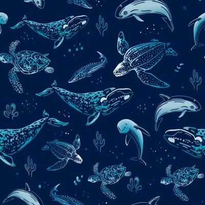 Popeline coton biologique GOTS · Protect the ocean · Collection Endangered Species · Exclusivité Cousu Bio